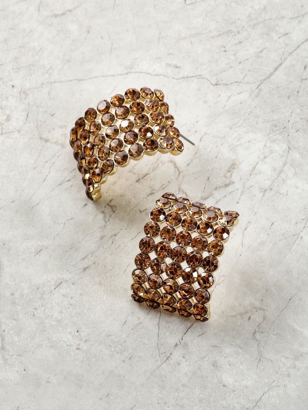 Gold- Rhinestone Hoop Earrings